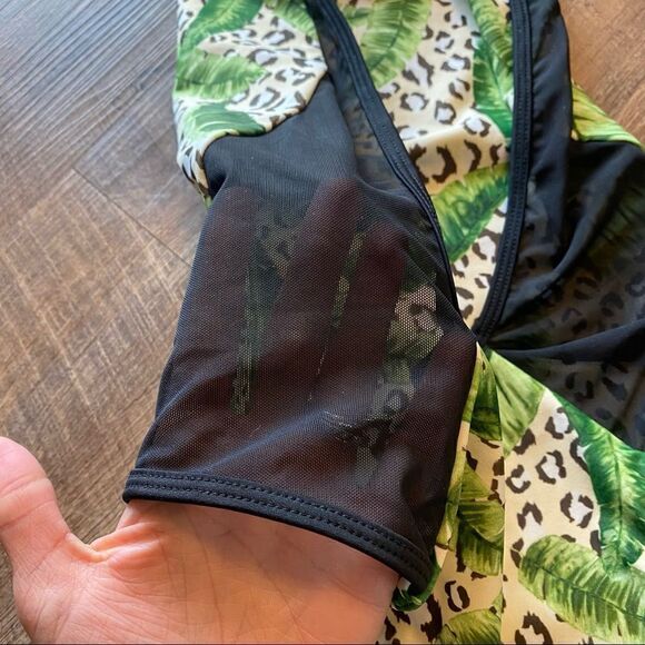 Issa De Mar Swimsuit Leopard Mesh Tropical Animal Print Medium Green Black - Picture 7 of 10